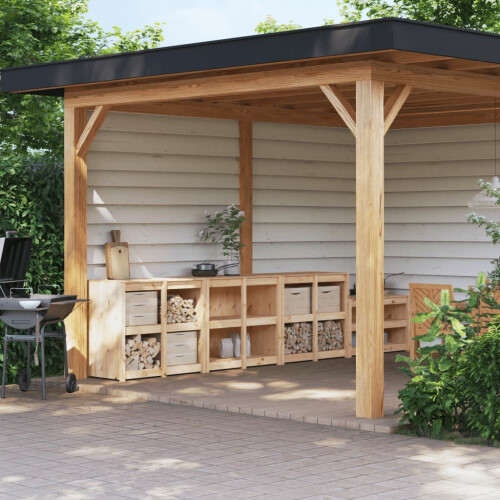 Berkfield Outdoor Kitchen Cabinets MEPPEL 3 pcs Solid Wood Pine