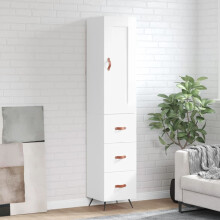Berkfield Highboard High Gloss White 34.5x34x180 cm Engineered Wood