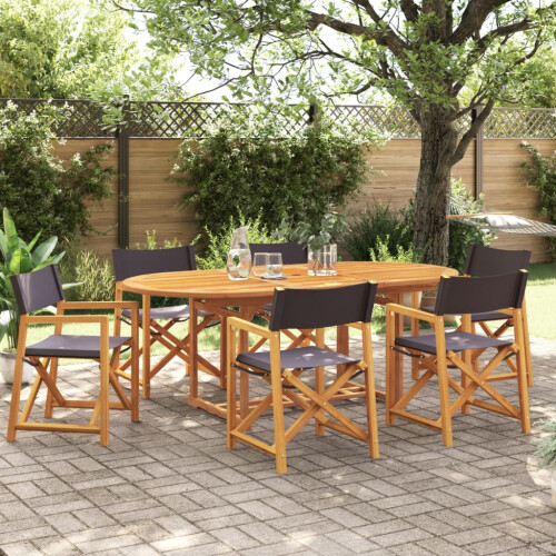 Berkfield 6 Piece Folding Garden Chairs Dark Grey Fabric