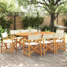 Berkfield 8 Piece Folding Garden Chairs Cream White Fabric
