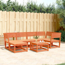 Berkfield 6 Piece Garden Sofa Set Wax Brown Solid Wood Pine