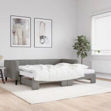 Berkfield Daybed with Trundle and Mattresses Dark Grey 90x190 cm Fabric