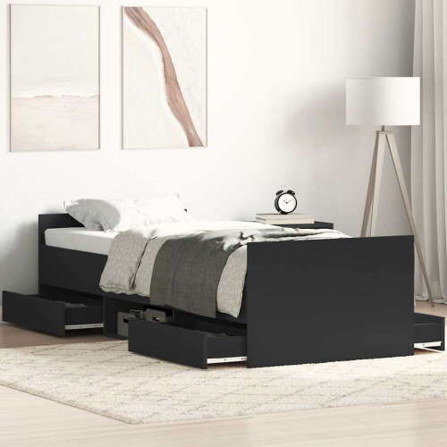 Berkfield Bed Frame without Mattress Black 90x190 cm Single