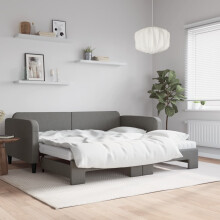 Berkfield Daybed with Trundle and Mattresses Dark Grey 90x190 cm Fabric
