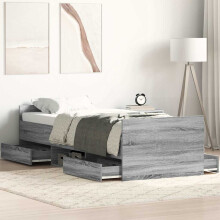 Berkfield Bed Frame without Mattress Grey Sonoma 75x190 cm Small Single