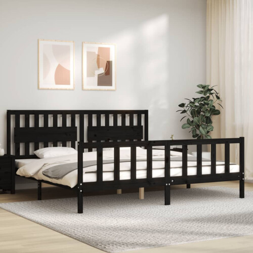 Berkfield Bed Frame without Mattress Black 200x200 cm Solid Wood Pine