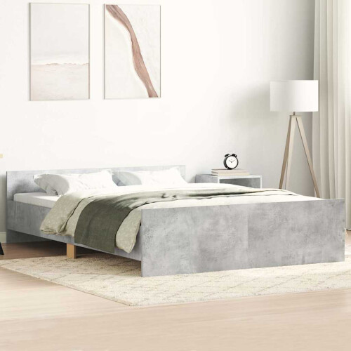 Berkfield Bed Frame without Mattress Concrete Grey 135x190 cm Double