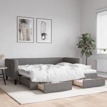 Berkfield Daybed with Trundle&Drawers without Mattress Dark Grey 90x190 cm Single