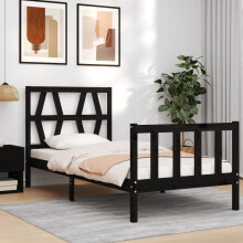 Berkfield Bed Frame without Mattress Black Small Single Solid Wood Pine