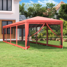 Berkfield Party Tent with 10 Mesh Sidewalls Red 3x12 m HDPE