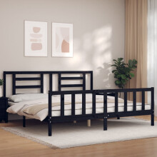 Berkfield Bed Frame without Mattress Black 200x200 cm Solid Wood Pine