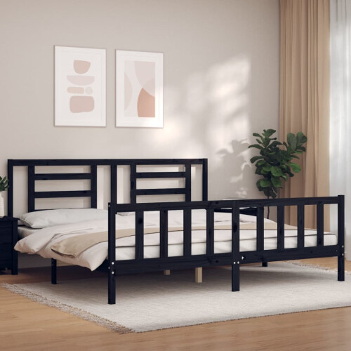Berkfield Bed Frame without Mattress Black 200x200 cm Solid Wood Pine