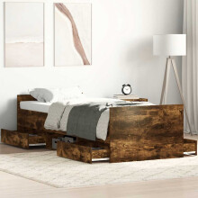 Berkfield Bed Frame without Mattress Smoked Oak 75x190 cm Small Single