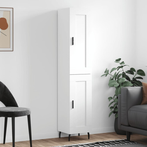 Berkfield Highboard White 34.5x34x180 cm Engineered Wood