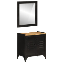 Berkfield 2 Piece Bathroom Furniture Set Iron and Solid Wood Mango