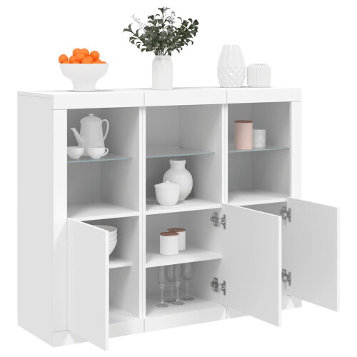 Berkfield Sideboards with LED Lights 3 pcs White Engineered Wood