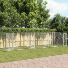 Berkfield Dog Cage with Doors Grey 12x2x1.5 m Galvanised Steel