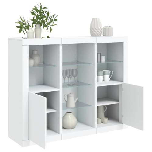 Berkfield Sideboards with LED Lights 3 pcs White Engineered Wood