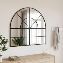 Berkfield Wall Mirror Black 100x90 cm Arch Iron