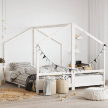 Berkfield Kids Bed Frame White 2x(90x200) cm Solid Wood Pine