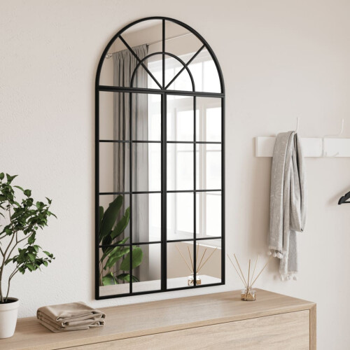 Berkfield Wall Mirror Black 60x110 cm Arch Iron