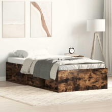 Berkfield Bed Frame without Mattress Smoked Oak 75x190 cm Small Single Small Single