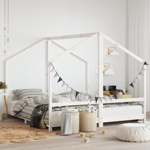 Berkfield Kids Bed Frame White 2x(90x190) cm Solid Wood Pine