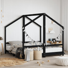 Berkfield Kids Bed Frame Black 2x(80x160) cm Solid Wood Pine