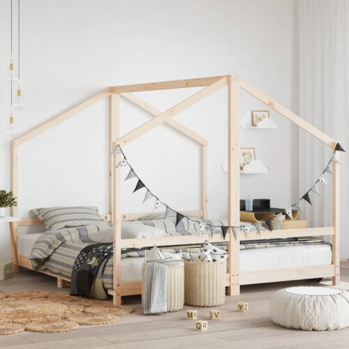 Berkfield Kids Bed Frame 2x(90x190) cm Solid Wood Pine