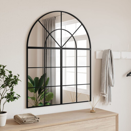 Berkfield Wall Mirror Black 80x100 cm Arch Iron