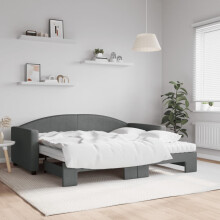 Berkfield Daybed with Trundle and Mattresses Dark Grey 90x190 cm Fabric