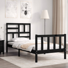 Berkfield Bed Frame without Mattress Black Small Single Solid Wood Pine