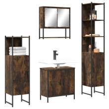 Berkfield 4 Piece Bathroom Furniture Set Smoked Oak Engineered Wood