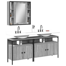 Berkfield 3 Piece Bathroom Cabinet Set Grey Sonoma Engineered Wood