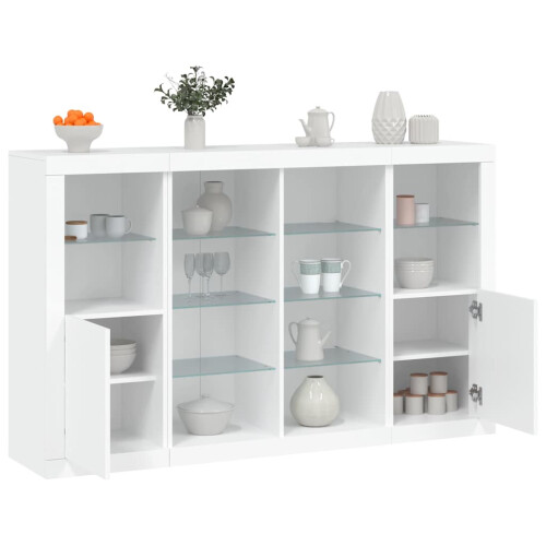 Berkfield Sideboards with LED Lights 3 pcs White Engineered Wood