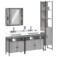 Berkfield 4 Piece Bathroom Cabinet Set Grey Sonoma Engineered Wood