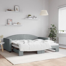 Berkfield Daybed with Trundle without Mattress Light Grey 90x190 cm Single