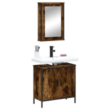 Berkfield 2 Piece Bathroom Furniture Set Smoked Oak Engineered Wood