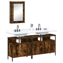 Berkfield 3 Piece Bathroom Furniture Set Smoked Oak Engineered Wood
