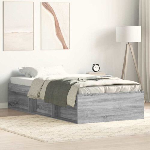 Berkfield Bed Frame without Mattress Grey Sonoma 75x190 cm Small Single Small Single