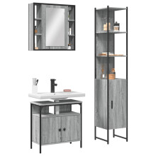 Berkfield 3 Piece Bathroom Cabinet Set Grey Sonoma Engineered Wood