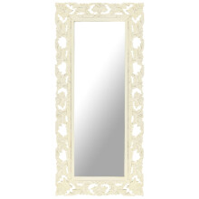 Berkfield Hand Carved Mirror White 110x50 cm Solid Mango Wood
