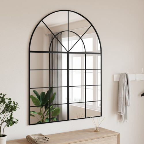Berkfield Wall Mirror Black 100x130 cm Arch Iron