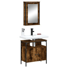 Berkfield 2 Piece Bathroom Furniture Set Smoked Oak Engineered Wood