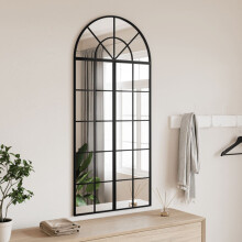 Berkfield Wall Mirror Black 60x130 cm Arch Iron