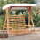 Berkfield Swing Bench with Canopy Solid Wood Spruce with Teak Finish 1