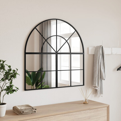 Berkfield Wall Mirror Black 80x80 cm Arch Iron