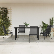 Berkfield 5 Piece Garden Dining Set Black Steel and Textilene