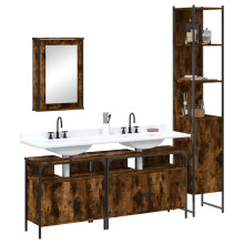 Berkfield 4 Piece Bathroom Furniture Set Smoked Oak Engineered Wood