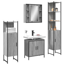 Berkfield 4 Piece Bathroom Cabinet Set Grey Sonoma Engineered Wood
